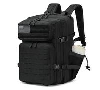 W WINTMING Mochila táctica militar de 45 L, paquete de asalto para 3 días, impermeable, mochila de senderismo Molle para hombres y mujeres, Negro-2, 45L, Mochila táctica