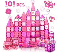 W WISE BLOCK Bloques de Construcción Magnéticos Princesa 101PCS con Coches, Stem Juguetes construcciones magneticas para 3 4 5 6 7 8 años niño niña