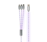 W Wonder Full Power - Cable LED 3 en 1 - USB-A a USB-C/Lightning/Micro-USB - 1,2 m
