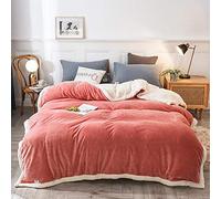 W&X Lujo Esponjoso Felpa Funda De Edredón,Espesar Caliente Color Sólido Shaggy Cama Funda Nórdica con Cremallera,Ultra Suave Franela Juego De Funda Nórdica-Rosa 150x200cm(59x79inch)