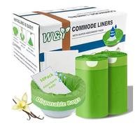 W&Y Paquete de 50 forros para inodoro con almohadillas superabsorbentes, ajuste universal para todos los cubos estándar de sillas de inodoro, bolsa sanitaria portátil con aroma a vainilla para