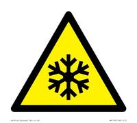 W010 - Señal de advertencia de baja temperatura/condiciones de congelación, 100 x 100 mm, S10