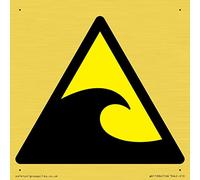 W056 - Señal de advertencia para zona de peligro de tsunami, 100 x 100 mm, S10