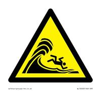 W065 Warning: High Surf or Big Breaking Waves, 85 x 85 mm, S85