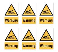 W067 W067 DIN EN ISO 7010 / ASR A1.3 - Adhesivos de 75 x 50 mm, 6 unidades, señal de advertencia de cocodrilos, caimanes o caimanes, con texto en alemán, color amarillo y negro