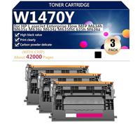 W1470Y Cartuchos de Tóner de Alta Capacidad para HP Laserjet Enterprise Flow M634h M635z M636z M634z M635fht M635h M636z Impresoras, Efecto de Impresión de Alta Definición,Black-3 Pack