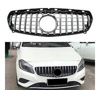 W176 GT Style Parrilla de defensa delantera plateada para Mercedes Clase A W176 Pre-facelift A180 A200 A220 A250 A45 2013-2015, sin emblema
