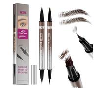 W3W 4D Dual Ended Brow Pen Pack de 2 unidades, punta cuadrada en ángulo + punta de pincel ultrafina, resistente al agua y a las manchas, trazos naturales similares al cabello, marrón y marrón oscuro