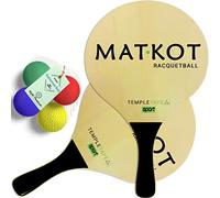 W4W Kadima Beach - Juego de raquetas de remo para playa, incluye 4 bolas y 2 palas, color natural