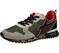 w6yz Zapatos Hombre Cuero Y Tela Verde Gris