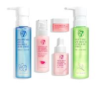 W7 Juego de cuidado personal para el cuidado de la piel, limpiador facial, tónico, suero, hidratante y máscara de labios, rutina facial diaria completa, tamaño completo, productos de larga duración