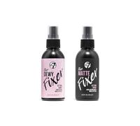 W7 The Fixer Duo - Spray fijador de maquillaje 2 piezas Set - Acabados brillantes y mate para fijar maquillaje profesional