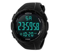 Wa-412 - Reloj de pulsera para hombre, analógico, LED, deportivo, rectangular, para mujer, negro, talla única