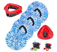 Wa.IE Jiemi Paquete de 4 cabezales de repuesto para fregona giratoria compatibles con el sistema Oceda RinseClean de 2 tanques, cabezal de repuesto de fregona giratoria de microfibra, 1 cepillo de