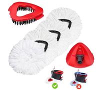 Wa.IE Jiemi Paquete de 4 cabezales de repuesto para fregona giratoria compatibles con el sistema Oceda EasyWring de 1 tanque, cabezal de repuesto de fregona giratoria de microfibra, 1 cepillo de