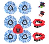 Wa.IE Jiemi Paquete de 6 cabezales de repuesto para fregona compatibles con el sistema Oceda RinseClean de 2 tanques, incluye 2 cabezales de cepillo de fregona, recambios de fregona de microfibra,