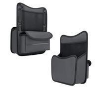 WAADD Organizador de Asiento de Coche para Mustang GT/Mustang Mach 1 3 Doors 2000-2023 2024-pr, Red de Almacenamiento de Cuero con Bolsillo Soporte para Gafas y Teléfono,Grey