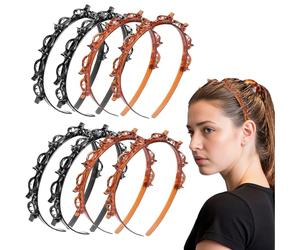 Waaqkid 8 diademas con clips para mujer, diadema con flequillo retorcido, banda de pelo de mariposa de doble capa de dientes