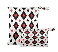 Waassud 2 bolsas húmedas y secas con corazones rojos de diamante, organizadoras, reutilizables, bolsas organizadoras para trajes de baño, ropa de gimnasio