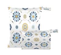 Waassud 2 bolsas húmedas y secas con diseño floral de mandalas para organizar pañales reutilizables para trajes de baño y ropa de gimnasio