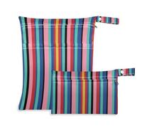 Waassud 2 bolsas húmedas y secas con rayas mexicanas, organizadoras, reutilizables, bolsas organizadoras para trajes de baño, ropa de gimnasio