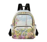 Waassud Acuarela París Torre Eiffel Mochila para mujer, ligera, informal, acolchada, mochila de viaje a la moda, bolso para el trabajo, gimnasio, universidad, talla S, multicolor, S, moderno