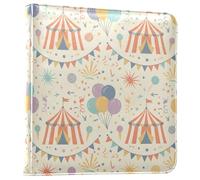 Waassud Álbum de fotos de globos de circo a rayas de 4 x 6, 5 x 7, 6 x 8, álbum de fotos autoadhesivo de 3 anillos para aniversario de boda