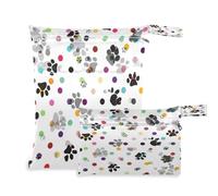 Waassud Black Paw Prints - Bolsa reutilizable para guardar pañales, organizador de pañales con 2 bolsillos con cremallera para traje de baño, ropa de gimnasio