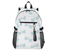 Waassud Blue Doves Hearts Mochila para laptop para mujeres y hombres, mochila de viaje casual de 20 L con compartimento para laptop de 14 pulgadas, mochila ligera para el trabajo universitario