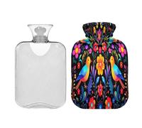 Waassud Bolsa de agua caliente con diseño de arte mexicano con funda suave, bolsa de agua caliente para aliviar el dolor, almohadilla térmica de agua de 2 L, para cuello y hombro, tamaño mediano