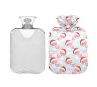 Waassud Bolsa de agua caliente con diseño de burbujas de Papá Noel con funda suave, bolsa de agua caliente para aliviar el dolor, almohadilla térmica de agua de 2 L, para cuello y hombro, tamaño
