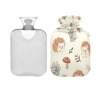 Waassud Bolsa de agua caliente con diseño de erizo con funda suave, bolsa de agua caliente para aliviar el dolor, almohadilla térmica de agua de 2 litros para cuello y hombro, tamaño mediano