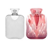 Waassud Bolsa de agua caliente con forma de globo en forma de corazón (4) con funda suave, bolsa de agua caliente para aliviar el dolor, almohadilla térmica de agua de 2 litros para cuello y hombro