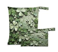 Waassud Bolsa de cuatro hojas con diseño de trébol de pared, reutilizable, organizador de pañales con 2 bolsillos con cremallera para traje de baño, ropa de gimnasio, multicolor, Talla única, moderno