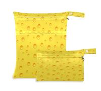 Waassud Bolsa de queso amarillo reutilizable con 2 bolsillos con cremallera para traje de baño, ropa de gimnasio