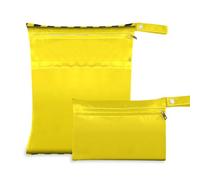 Waassud Bolsa organizadora de pañales con borde de rayas amarillas, reutilizable, con 2 bolsillos con cremallera para traje de baño, ropa de gimnasio