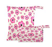 Waassud Bolsa organizadora de pañales con diseño de flores, color crema claro, reutilizable, con 2 bolsillos con cremallera para traje de baño, ropa de gimnasio