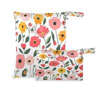 Waassud Bolsa organizadora de pañales con diseño de flores coloridas, reutilizable, con 2 bolsillos con cremallera para traje de baño, ropa de gimnasio, multicolor, Talla única, moderno