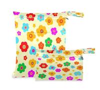 Waassud Bolsa organizadora de pañales con diseño de flores coloridas, reutilizable, con 2 bolsillos con cremallera para traje de baño, ropa de gimnasio