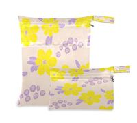 Waassud Bolsa organizadora de pañales reutilizable con diseño de flores amarillas, con 2 bolsillos con cremallera para traje de baño, ropa de gimnasio
