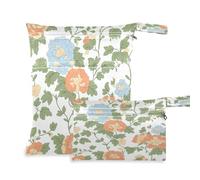 Waassud Bolsa organizadora de pañales reutilizable con diseño de flores y hojas, con 2 bolsillos con cremallera para traje de baño, ropa de gimnasio, multicolor, Talla única, moderno