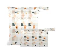 Waassud Bolsa organizadora de pañales reutilizable con estampado de cuadros con flores, con 2 bolsillos con cremallera para traje de baño, ropa de gimnasio, multicolor, Talla única, moderno