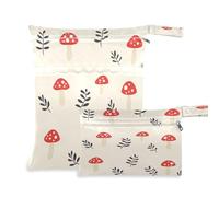 Waassud Bolsa reutilizable con diseño de hongos para ropa húmeda y seca, organizador de pañales, con 2 bolsillos con cremallera para traje de baño, gimnasio, multicolor, talla única, moderna,