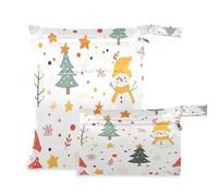 Waassud Bonita bolsa húmeda y seca con diseño de árbol de Navidad, reutilizable, organizador de pañales con 2 bolsillos con cremallera para traje de baño, ropa de gimnasio, multicolor, Talla única,