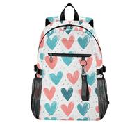 Waassud Brush-stroke Hearts Mochila para laptop para mujeres y hombres, mochila de viaje casual de 20 L con compartimento para laptop de 14 pulgadas, mochila ligera para el trabajo universitario
