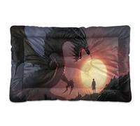 Waassud Cama grande de dragón de fuego negro grueso para perro, antideslizante, resistente a los masticables, cama para mascotas, para perros, gatos, suave, lavable, para suelo, sofá, coche, 18 x 24