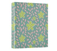 Waassud Carpeta de 3 anillas de color verde lima brillante floral | Portapapeles con almacenamiento, organizador de anillos en D de 1.5 pulgadas, tapa dura, tamaño carta A4 para el hogar