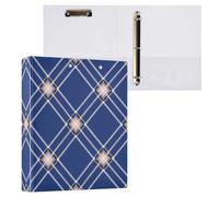 Waassud Carpeta de 3 anillos de 1.5 pulgadas, diseño de tartán azul real, con clip de metal, organizador A4 para el hogar y la oficina, 1 paquete
