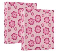 Waassud Carpetas de 3 anillas decorativas con diseño floral magenta | Portapapeles con almacenamiento, organizador de anillos en D de 1.5 pulgadas, tapa dura, tamaño carta A4 para el hogar