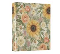 Waassud Carpetas de 3 anillos con diseño floral de girasoles y anillos | Portapapeles con almacenamiento, organizador de anillos en D de 1.5 pulgadas, tapa dura, tamaño carta A4 para el hogar